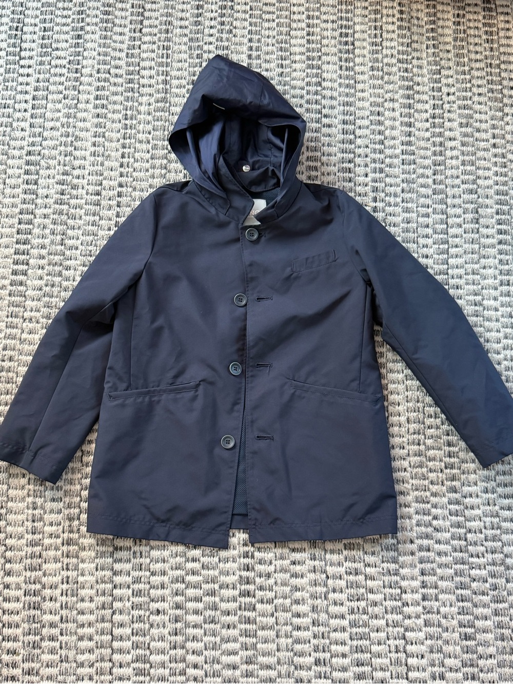 Herno Navy Hooded Kids Raincoat Size 8
